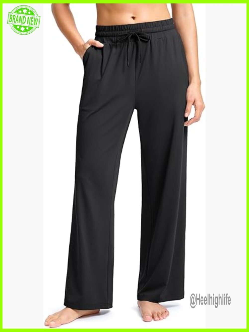 Soft Stretch Yoga Sweatpants with Pockets Open Bottom Lounge
